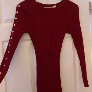 Burgendy long slim bodycon dress